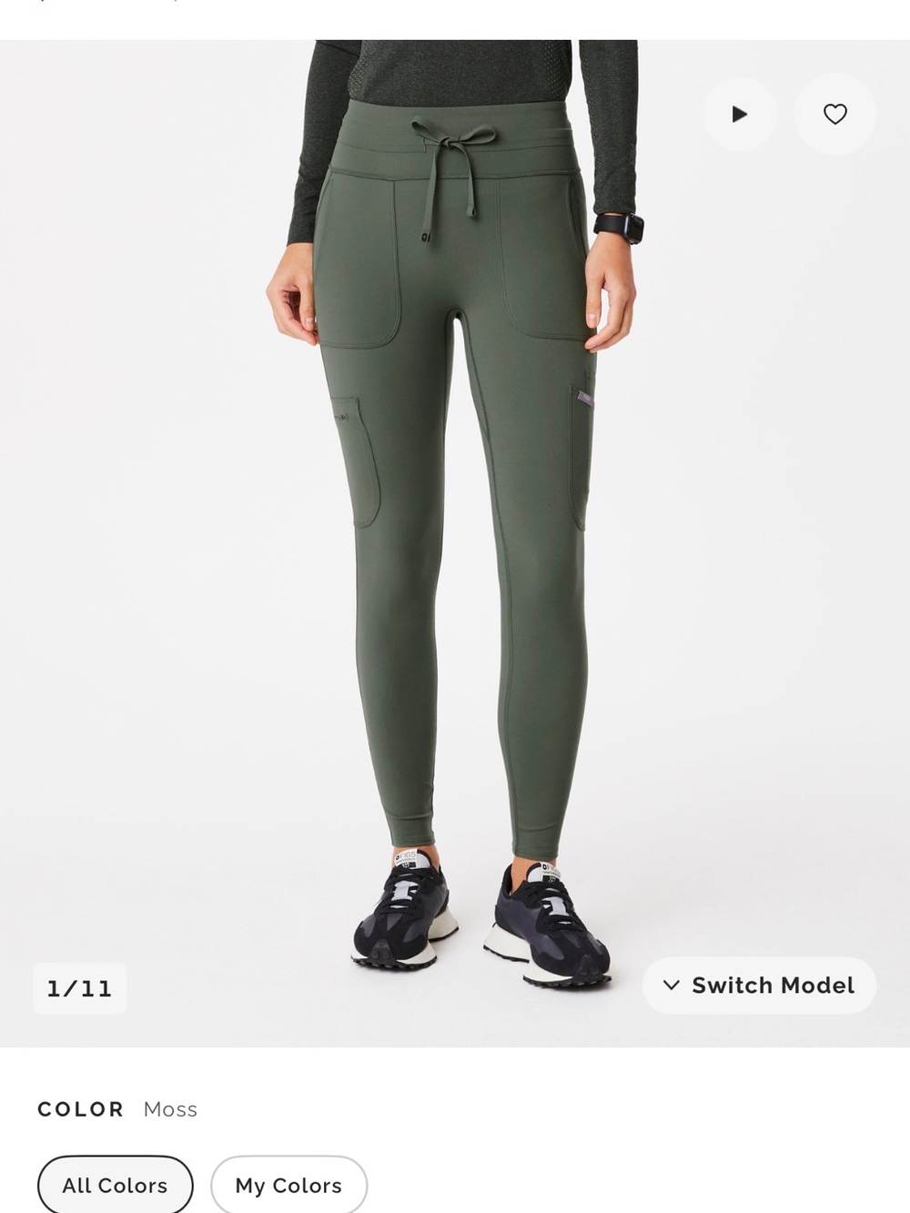 FIGS Moss High-Rise Drawstring Leggings